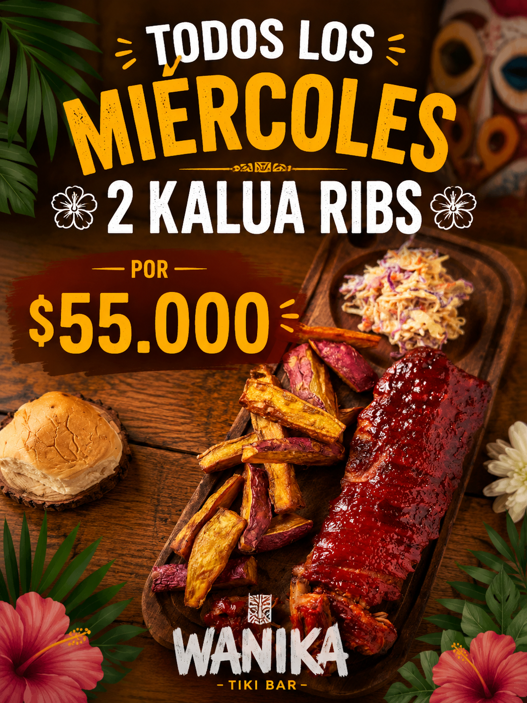 PROMO RIBBS MIERCOLES 2x$55.000
