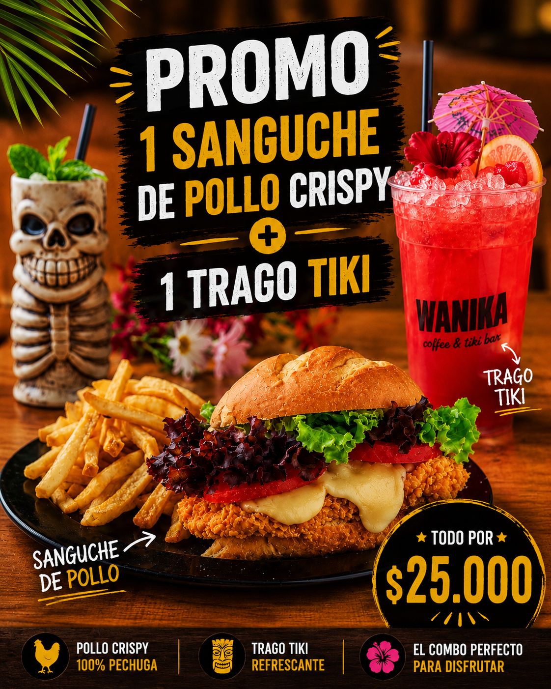 Foto de Promo sándwich de pollo crispy + 1 trago tiki