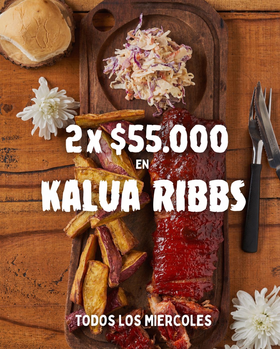PROMO RIBBS MIERCOLES 2x$55.000